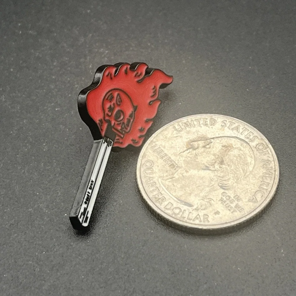 Skull Match On Fire Lapel Hat‎ Pin